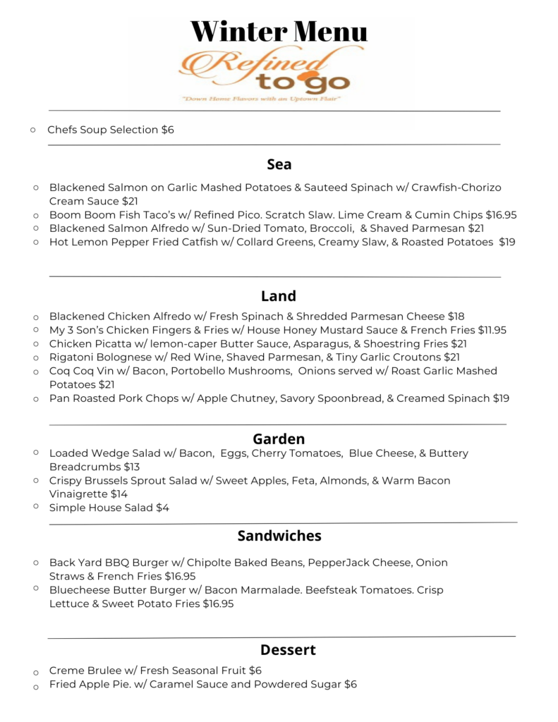 Fall menu